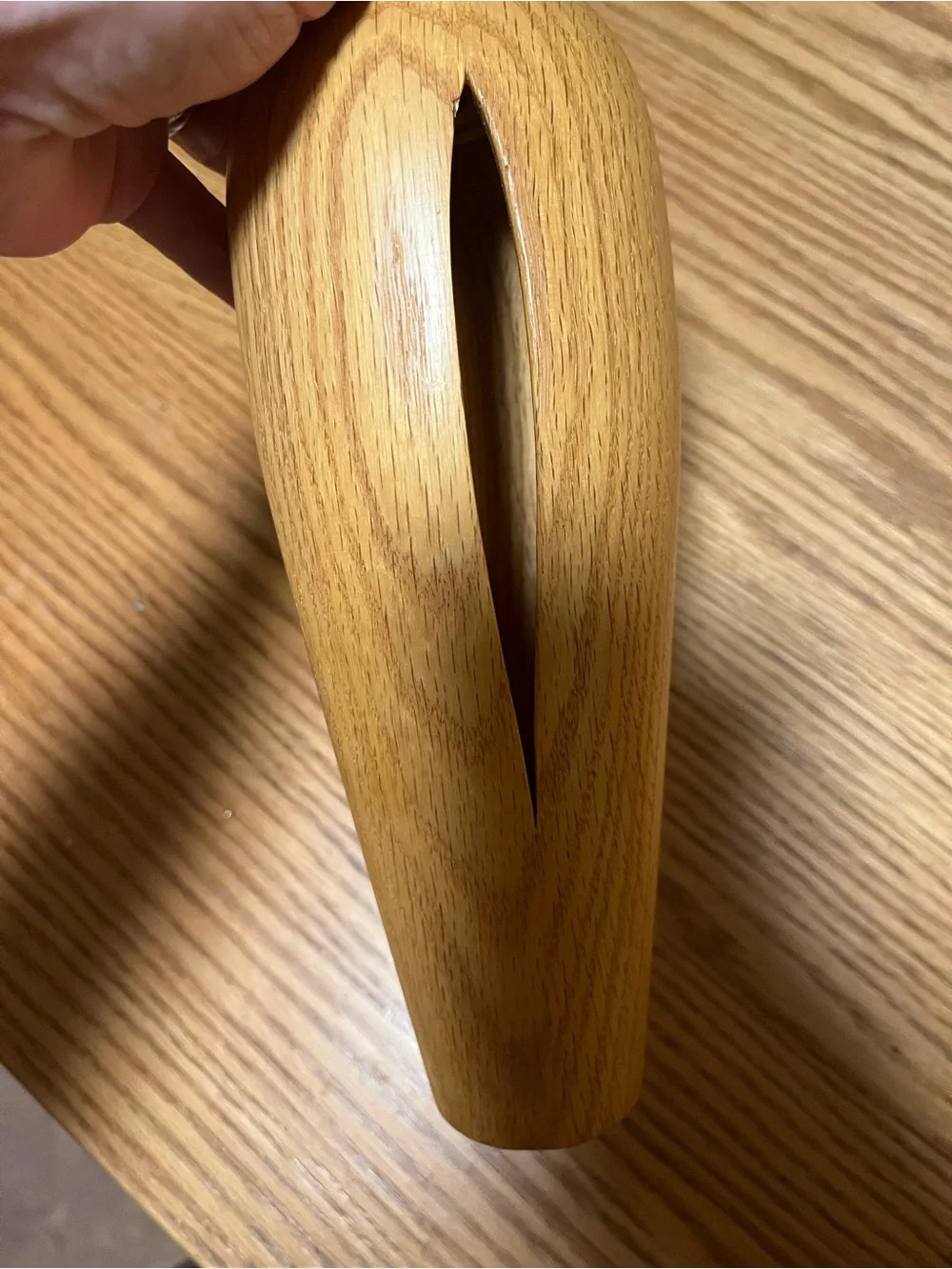 Vintage Handmade Wooden Bud Vase With Cutouts